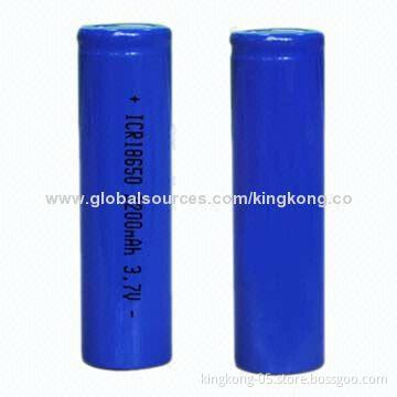 ICR 3.7V Li-ion Batteries with 18650, 2,200mAh Capacity